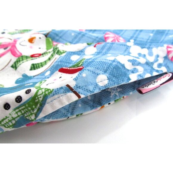 Vtg Scrub Works Scrub Top Womens Large Christmas Faux Wrap Pocket Nurse Snowman - Picture 10 of 10